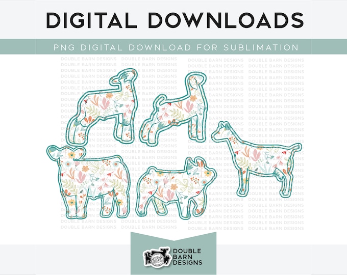 Floral Show Animals PNG: Livestock Sublimation Designs (Digital Download)