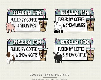 Stock Show Animals Clipart: Steer, Lamb, Pig, Goat (PNG Files) (Commercial Use)