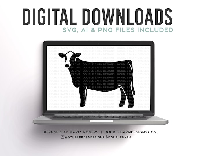 Baldie Show Heifer SVG PNG AI - Cattle Design (Digital Download)