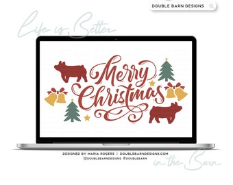 Merry Christmas Pig Digital Download - PNG AI SVG Files Included | Commercial Use