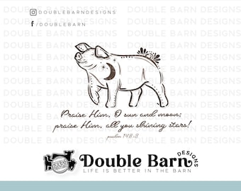 psalm 148:3 Show Pig Shining Stars Design - PNG Files Included