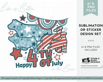 Fourth of July Show Livestock Design | Sublimation/Sticker Design | Commercial Use