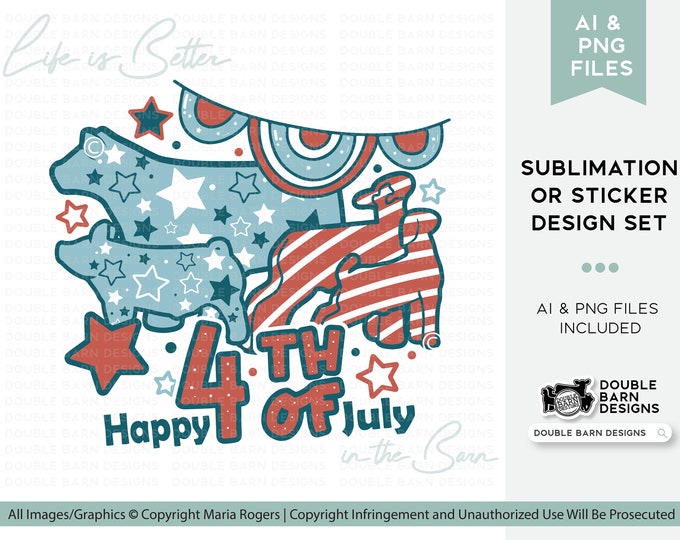 Fourth of July Show Livestock Design | Sublimation/Sticker Design | Commercial Use
