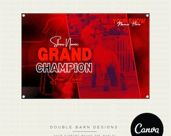 Stock Show Banner Canva Template: Steer, Pig, Lamb, Goat (Editable)