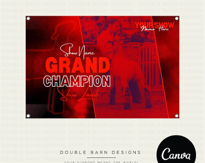 Stock Show Banner Canva Template: Steer, Pig, Lamb, Goat (Editable)