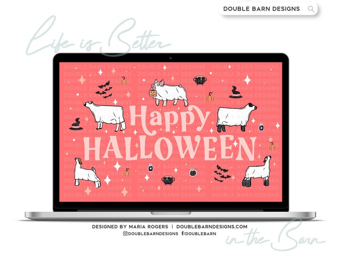 Happy Halloween Farm Animals Sublimation Design (PNG Ai SVG Files)
