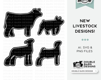 Show Pig, Lamb, Steer Digital Graphics Bundle (PNG, SVG, AI)