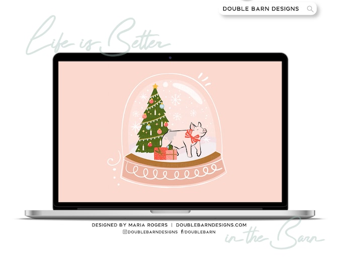 Christmas Snowglobe Pig Digital Download - PNG Ai JPG Files Included | Commercial Use