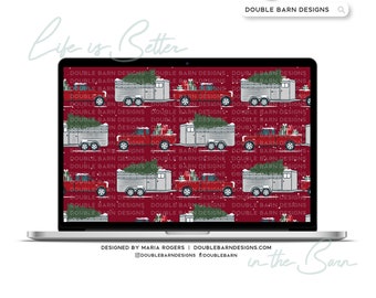 Stock Show Truck Christmas Seamless Pattern - PNG JPG Ai Files Included | Commercial Use