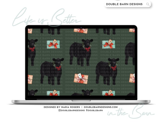 Watercolor Show Steer Christmas Seamless Pattern - PNG JPG Ai Files Included | Commercial Use