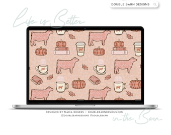 Cozy Pumpkin Spice Pattern - Show Heifer - PNG JPG Ai Files Included | Commercial Use