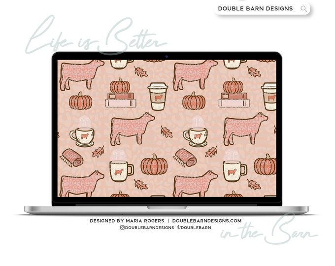 Cozy Pumpkin Spice Pattern - Show Heifer - PNG JPG Ai Files Included | Commercial Use