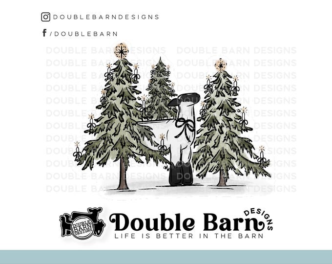 Winter Watercolor Christmas Show Lamb Design - PNG Files Included