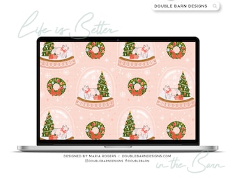 Show Pig Christmas Snowglobe Seamless Pattern - PNG JPG Ai Files Included | Commercial Use