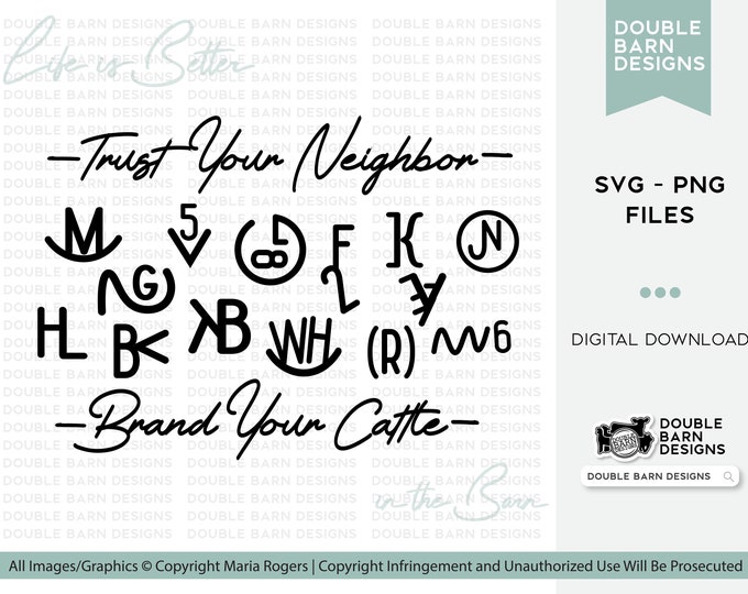 Cattle Brand Design: Western Ranch SVG PNG Files (Commercial Use)
