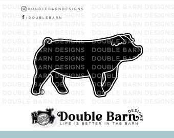 Duroc Show Pig Silhouette Digital Download - SVG - PNG - AI