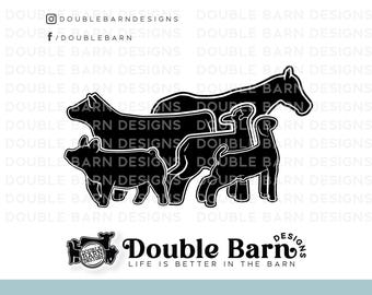 Livestock Set with Horse Digital Download | Steer - Lamb - Goat - Pig - Horse | SVG - AI - PNG