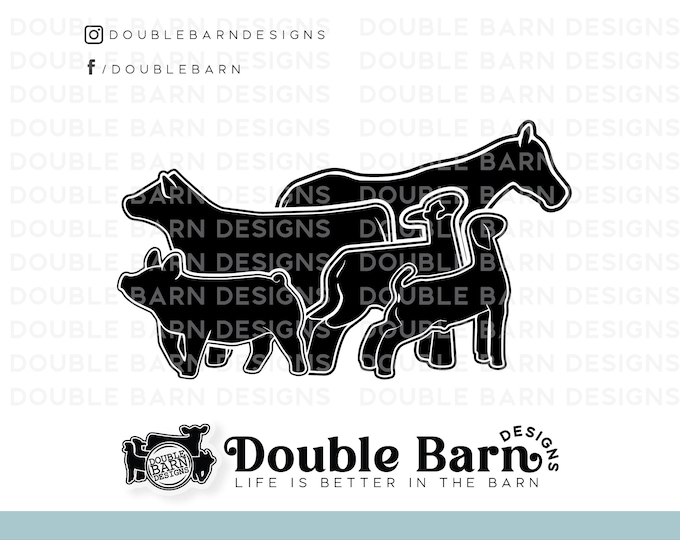 Livestock Set with Horse Digital Download | Steer - Lamb - Goat - Pig - Horse | SVG - AI - PNG