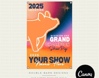 Stock Show Banner Canva Template: Editable Livestock Design (3x2')