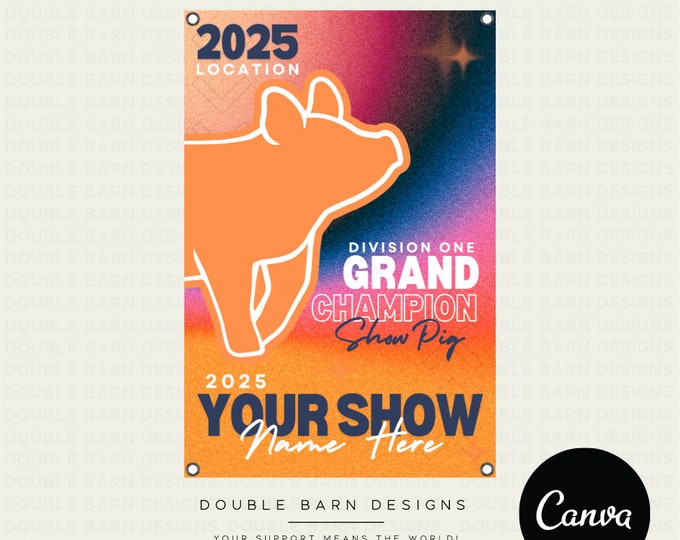 Stock Show Banner Canva Template: Editable Livestock Design (3x2')
