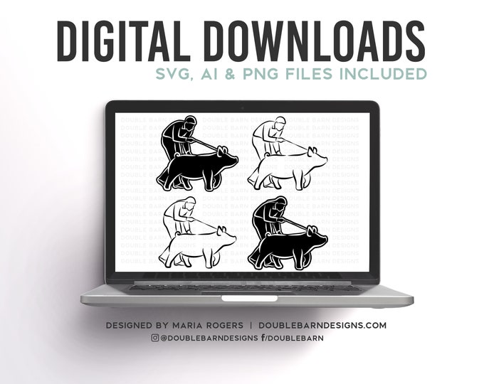 Pig Showmen SVG Bundle: Livestock Graphics (Commercial License) (Digital Download)