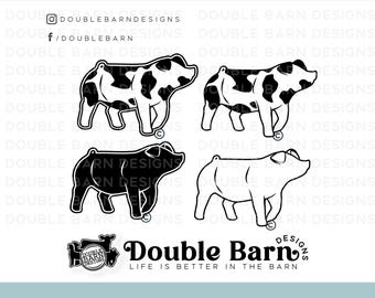 Pig Breeds Clipart: Spot, Duroc, Chester Designs (SVG, PNG, Ai Digital Downloads)