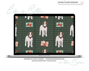 Watercolor Show Goat Christmas Seamless Pattern - PNG JPG PDF Files Included | Commercial Use