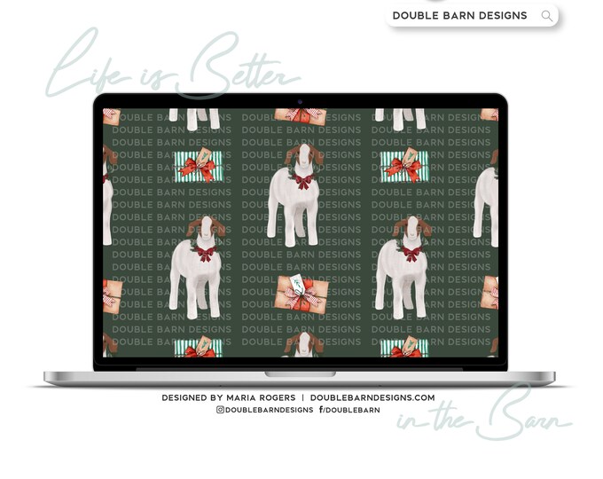 Watercolor Show Goat Christmas Seamless Pattern - PNG JPG PDF Files Included | Commercial Use