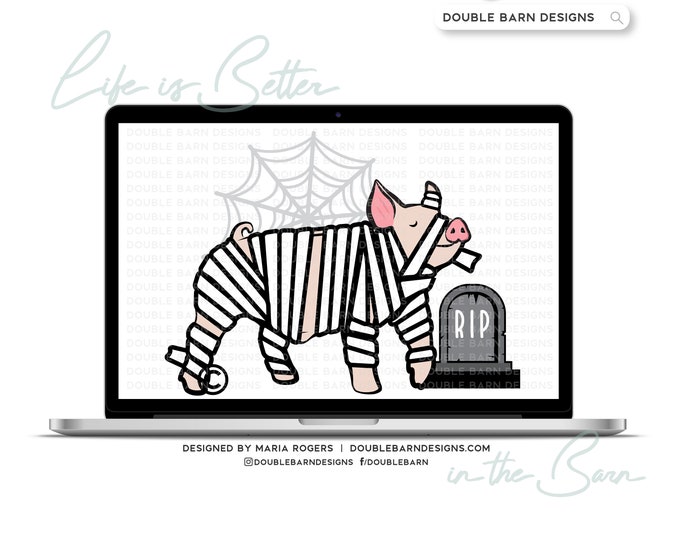 Halloween Mummy Show Pig Digital Download - PNG Ai SVG Files Included | Commercial Use