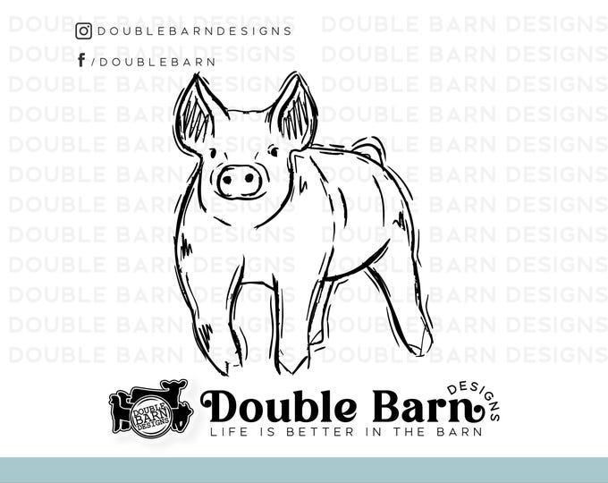 Show Pig Sketch Design Digital Download - SVG - PNG