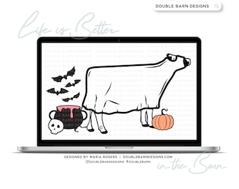 Halloween Ghost Dairy Cow Digital Download - PNG Ai SVG Files Included | Commercial Use