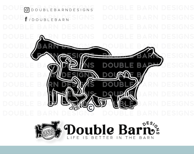 Show Animal Livestock Set: Steer, Lamb, Goat, Pig (Digital Download)