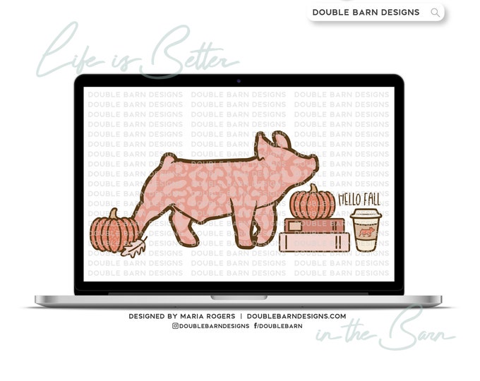 Cozy Pumpkin Spice Show Pig Digital Download - PNG Ai SVG Files Included | Commercial Use