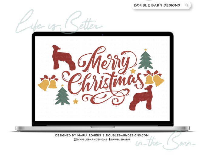 Merry Christmas Lamb Digital Download - PNG AI SVG Files Included | Commercial Use