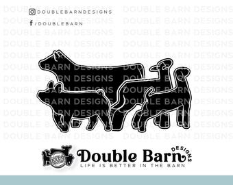 Livestock Set with Heifer Digital Download | Heifer - Lamb - Goat - Pig | SVG - AI - PNG