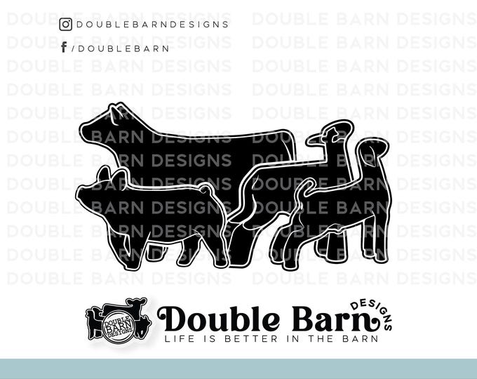 Livestock Set with Heifer Digital Download | Heifer - Lamb - Goat - Pig | SVG - AI - PNG