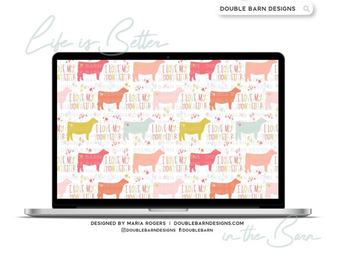 Show Heifer Seamless Pattern: Livestock PNG JPG Ai Files (Commercial Use)