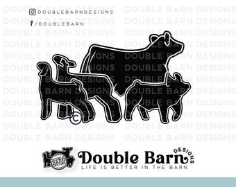 Livestock Set Digital Download | Steer - Lamb - Goat - Pig | SVG - AI - PNG