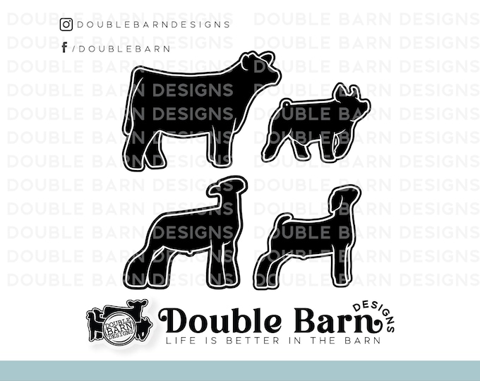 Show Pig, Lamb, Steer Digital Graphics Bundle (PNG, SVG, AI)