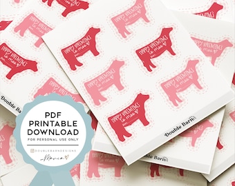 Valentines Day Stock Show Steer & Heifer Printable Downloads | Personal Use Only (Printable PDF)