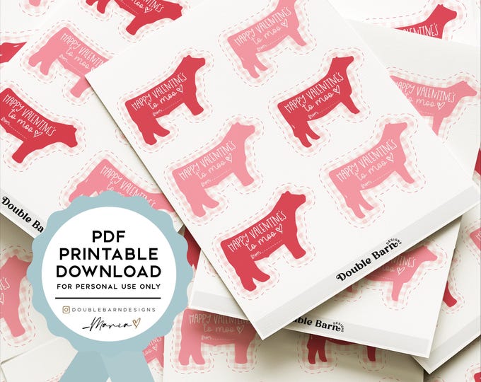 Valentines Day Stock Show Steer & Heifer Printable Downloads | Personal Use Only (Printable PDF)