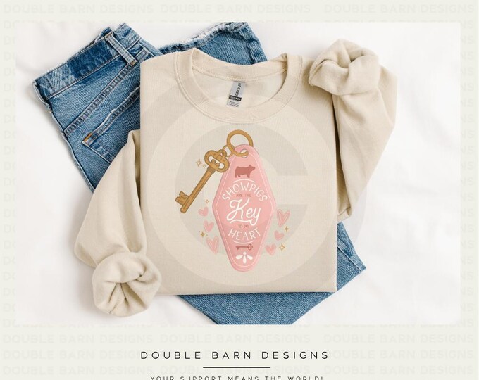 Show Pig Vintage Key Chain Sublimation Design - PNG Files Included | Commercial Use