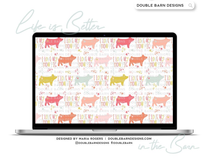 Show Pig Seamless Pattern: Livestock Design (PNG JPG Ai Files Included)