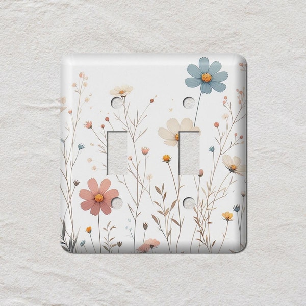 Simple Wild Flowers Metal Light Switch Cover, Oversized Wall Plates, UL Listed, CSA Approved