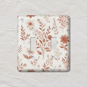 Terra Cotta Flowers Toile, Light Switch Cover, Oversized Wall Plate, Outlet Cover, Metal Wall Plates