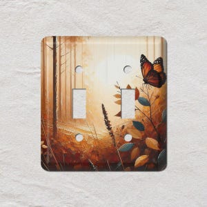 Autumn Orange Brown Trees Butterfly, Light Switch Cover, Oversized Wall Plate, Outlet Cover, Metal Wall Plates, Home Decor, INSECT009