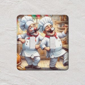 Bakers Cooks Chefs Dancing Kitchen, Cache interrupteur, Plaque murale surdimensionnée, Cache prise électrique, Plaques murales en métal
