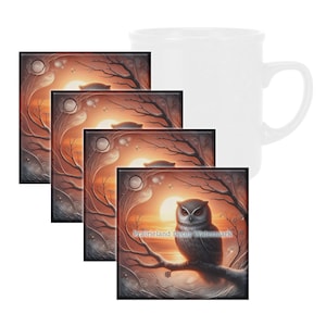 Own in Sunset, onderzetterset, onderzetter van gehard glas met rubberen voetjes, 4 x 4 inch, set van 4, BIRD033