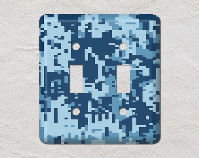 Camouflage Pixelated Blue Digital Camo Metal Light Switch Cover ...