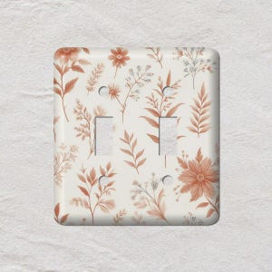 Terra Cotta Flowers Toile, Light Switch Cover, Oversized Wall Plate, Outlet Cover, Metal Wall Plates